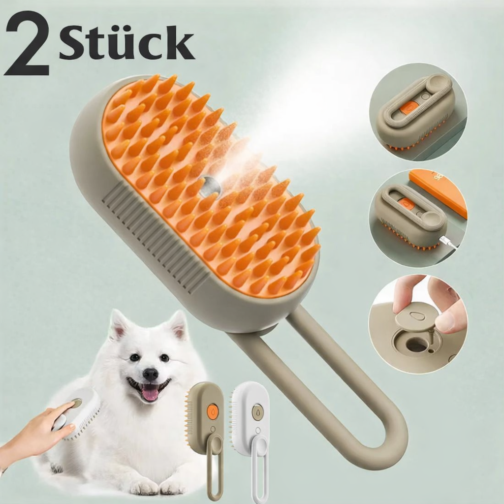 1 ~ 2 Stück Dampf-Haustierbürste 3-in-1-Massage-Hund Dampfbürste Spray Schönheit Tangled and Loose Hair Removal Katzenpflegekamm Hunde