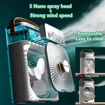 Neue 3-in-1-Ventilator, Klimaanlage, Haushalt, Mini-Luftkühler, LED-Nachtlicht, tragbarer Luftbefeuchter, Lufteinstellventilator, Büro- und Heimventilator