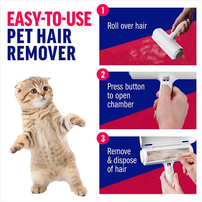 Pet Hair Remover Roller - Dog & Cat Hair Remover with Self-Cleaning Base - Efficient Pet Hair Removal Tool - Perfect for Furniture